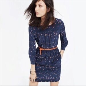 Navy Blue Bird Print Skirt